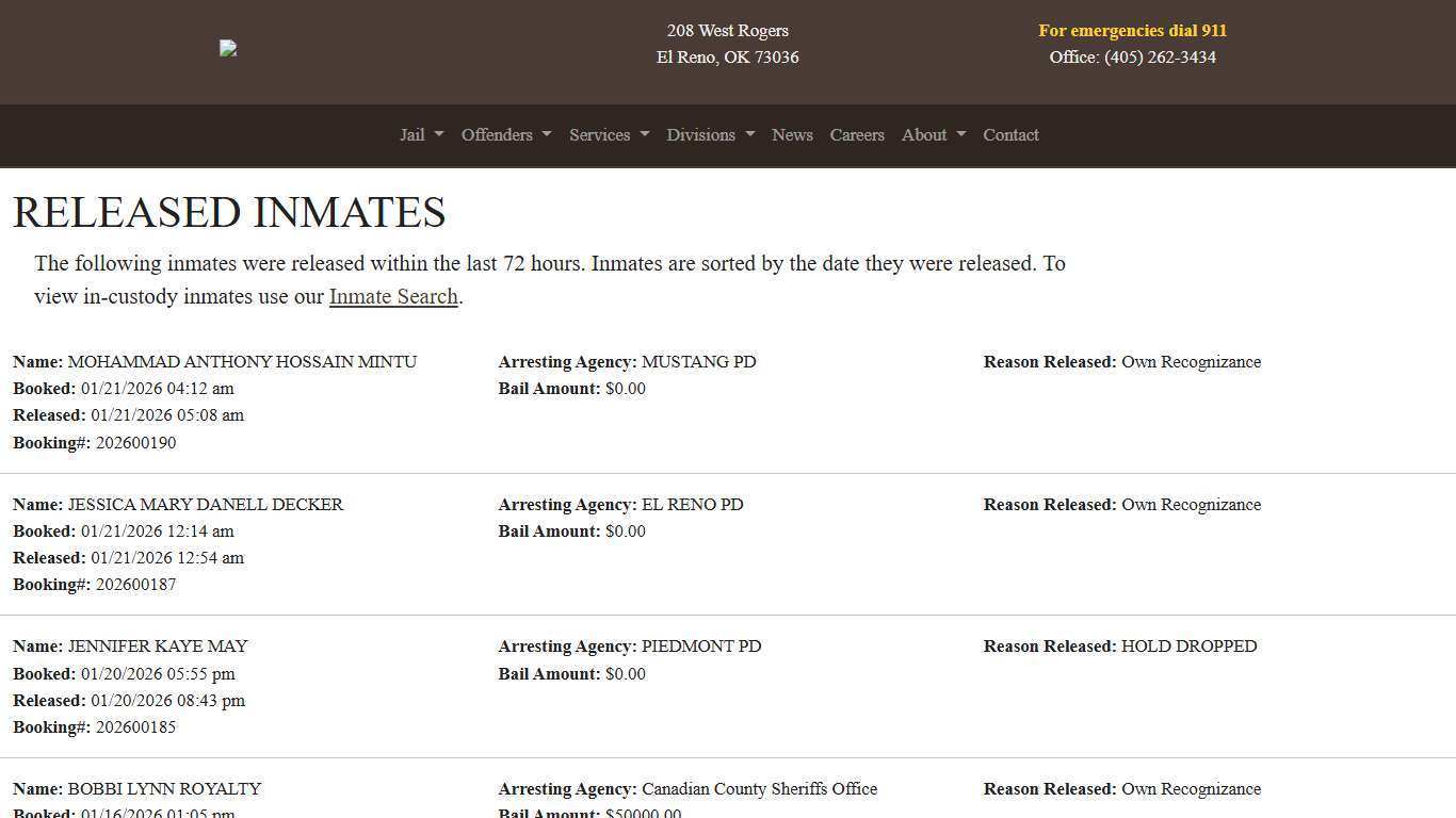 Released | Canadian County Sheriff's Office