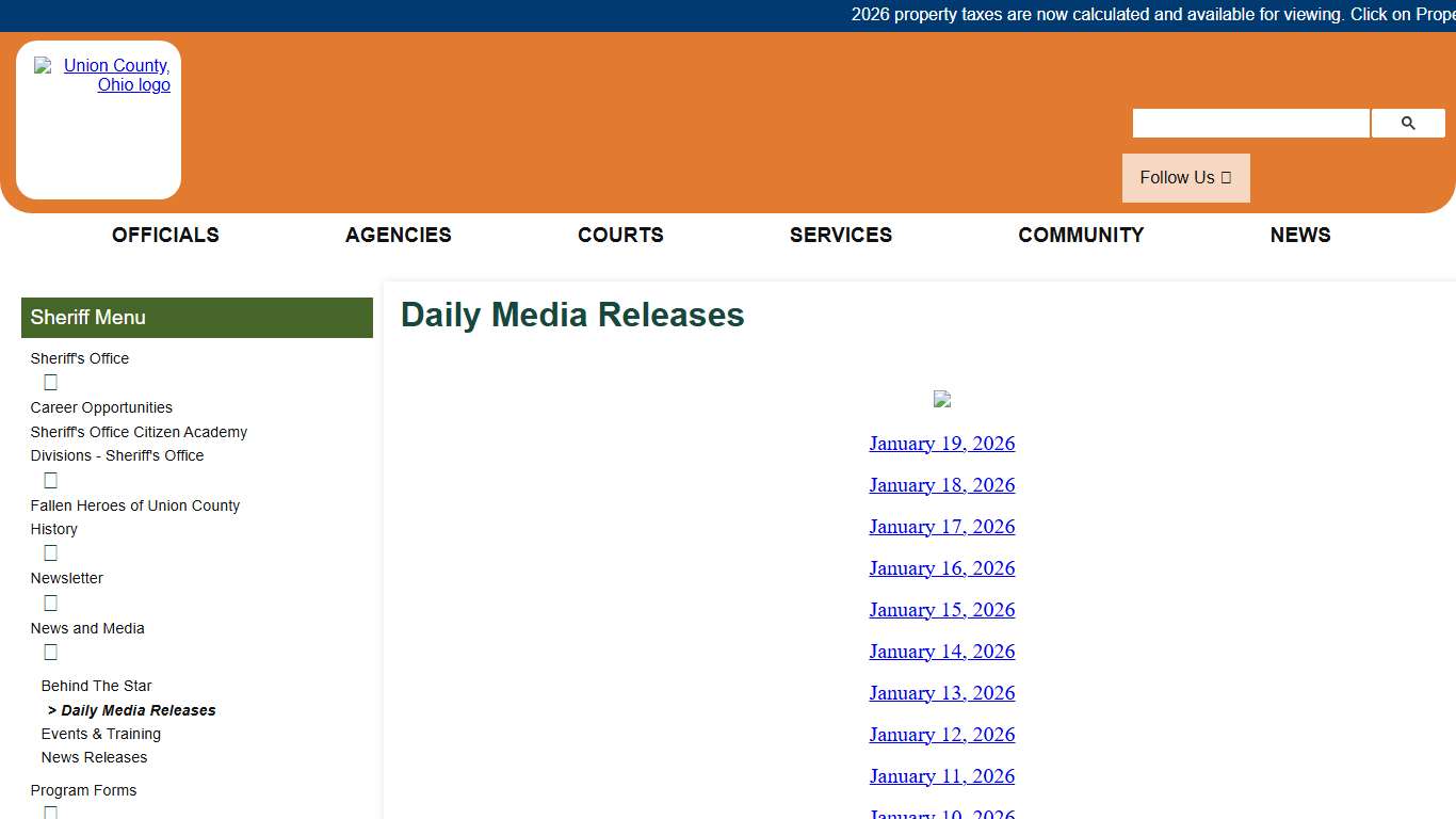 Union County, Ohio - Daily Media Releases